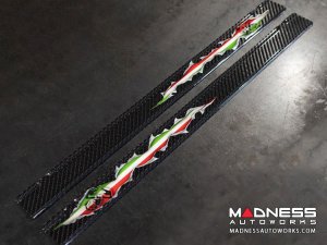 FIAT 500 Door Sills - Carbon Fiber - Italian Flag Exposed